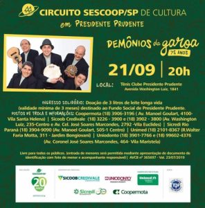 Show com Demônios da Garoa arrecada leite para creches e entidades